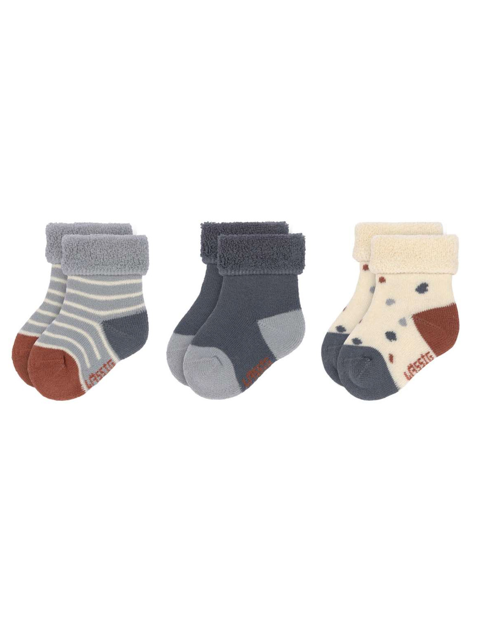 Chaussettes Nouveau-né (3 pcs) GOTS, Tiny Farmer bleu (Lassig)