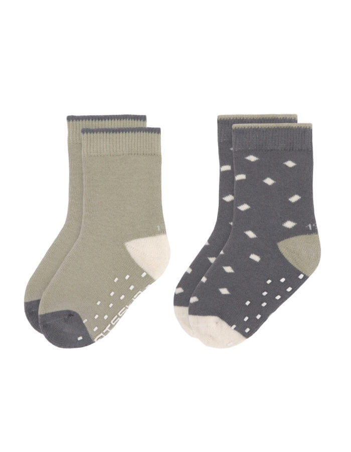 Chaussettes Antidérapantes (2 pcs) Enfants - GOTS, Olive (Lassig)