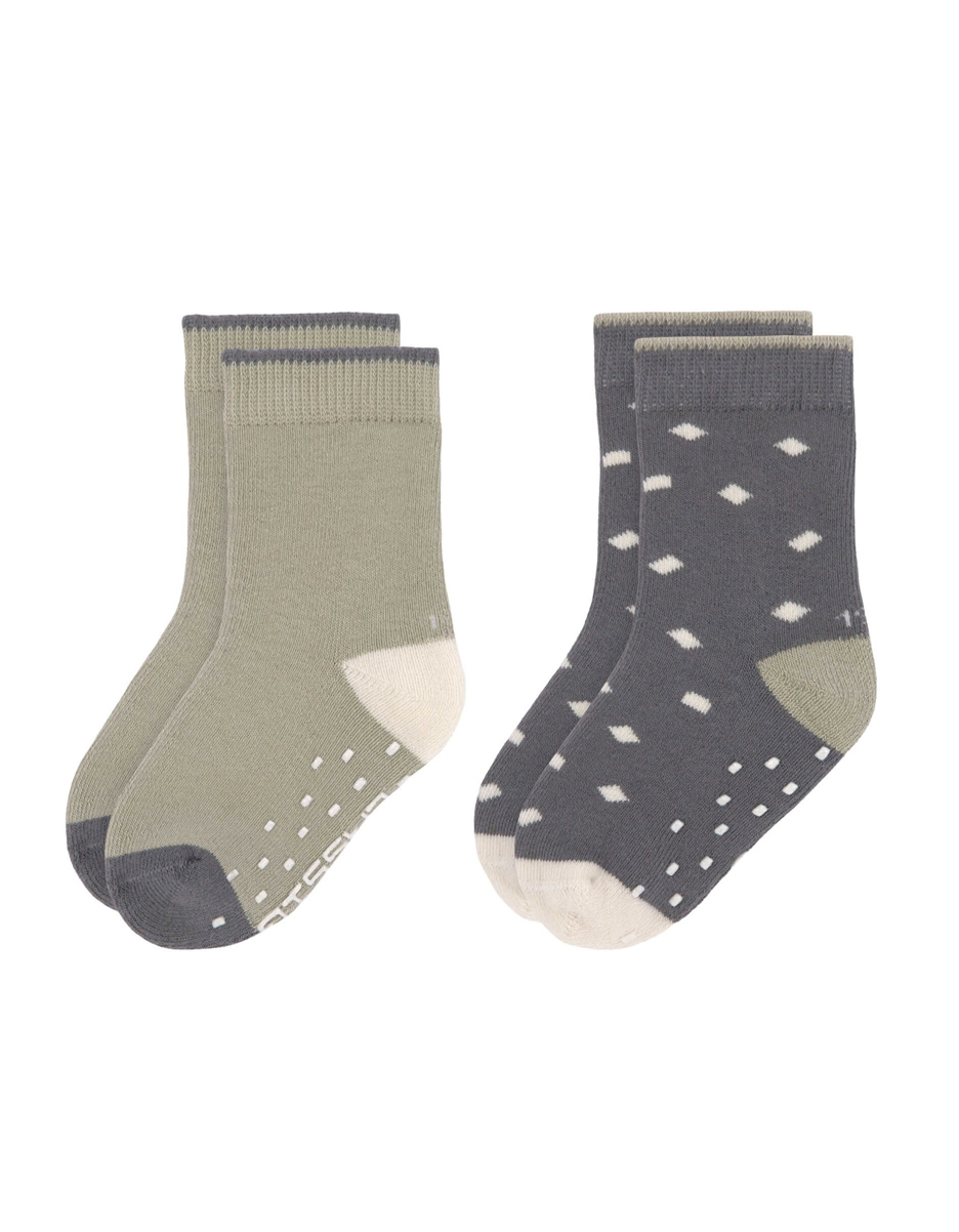 Chaussettes Antidérapantes (2 pcs) Enfants - GOTS, Olive (Lassig)