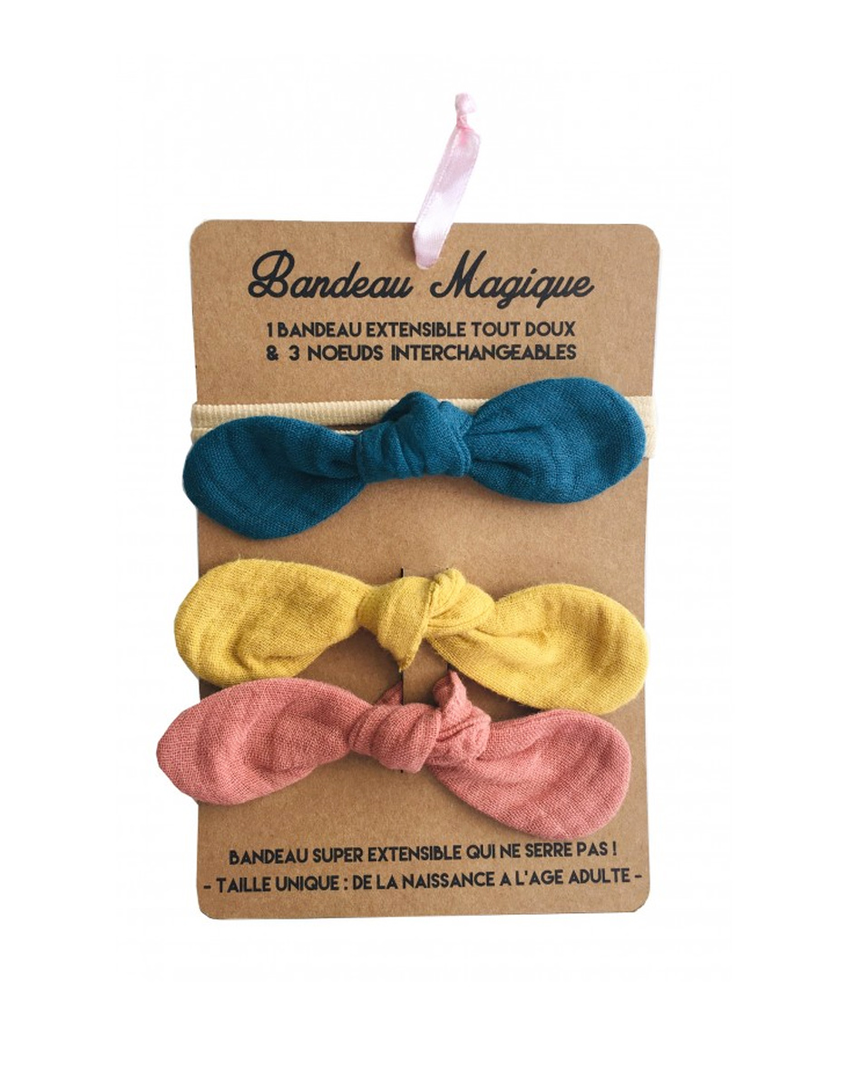 Bandeau magique (1 bandeau extensible + 3 nœuds) - assortiment tendance (BB&Co) – Image 2