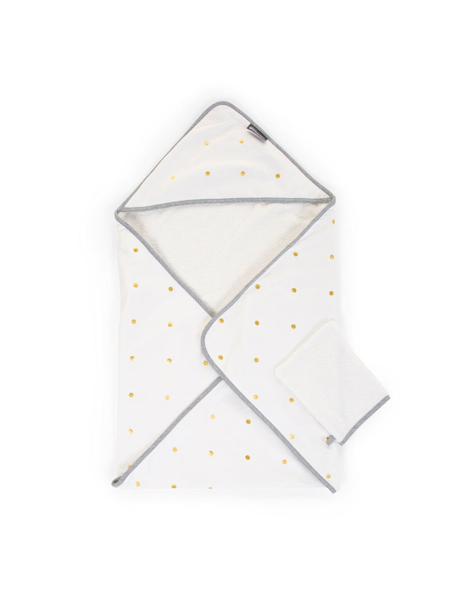 Cape de bain + gant - 80x80 cm jersey gold dots (Childhome)