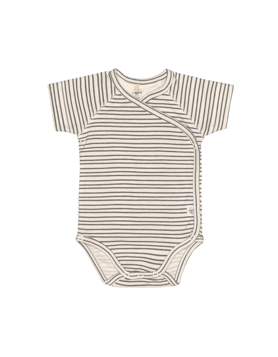 Body manches courtes GOTS Rayé gris/ anthracite (Lassig)