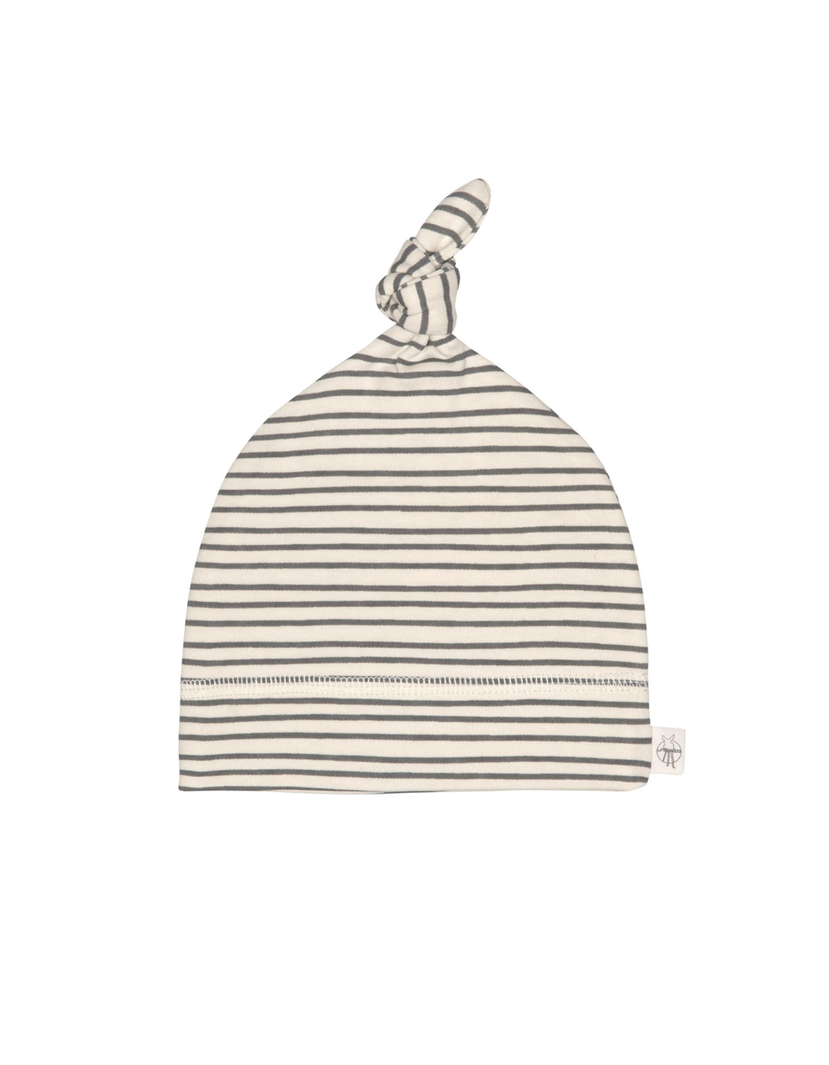 Bonnet Interlock GOTS Rayé gris/ anthracite (Lassig)