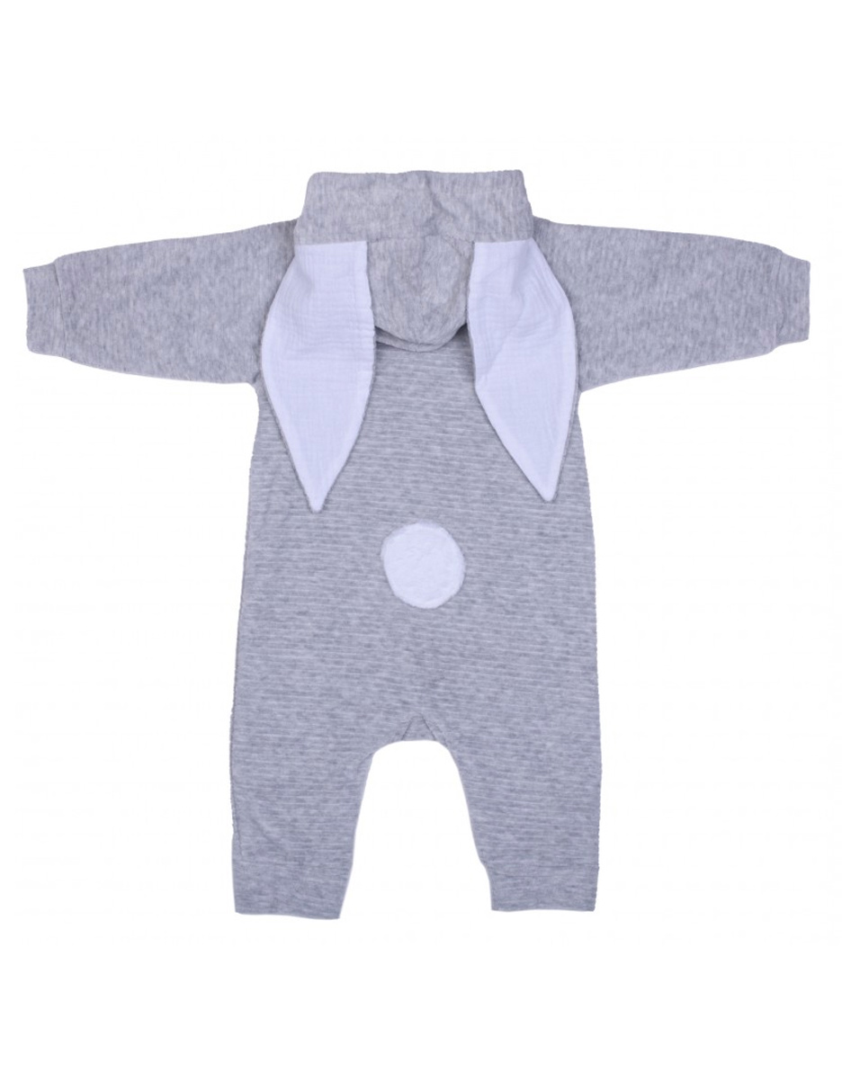 Combi Lapidoux en velours lapin gris chiné / blanc (BB&aCo) – Image 2