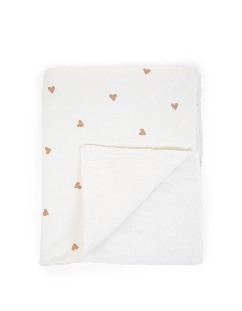 Couverture de bébé 80x100 cm jersey + mousseline hearts (Childhome)