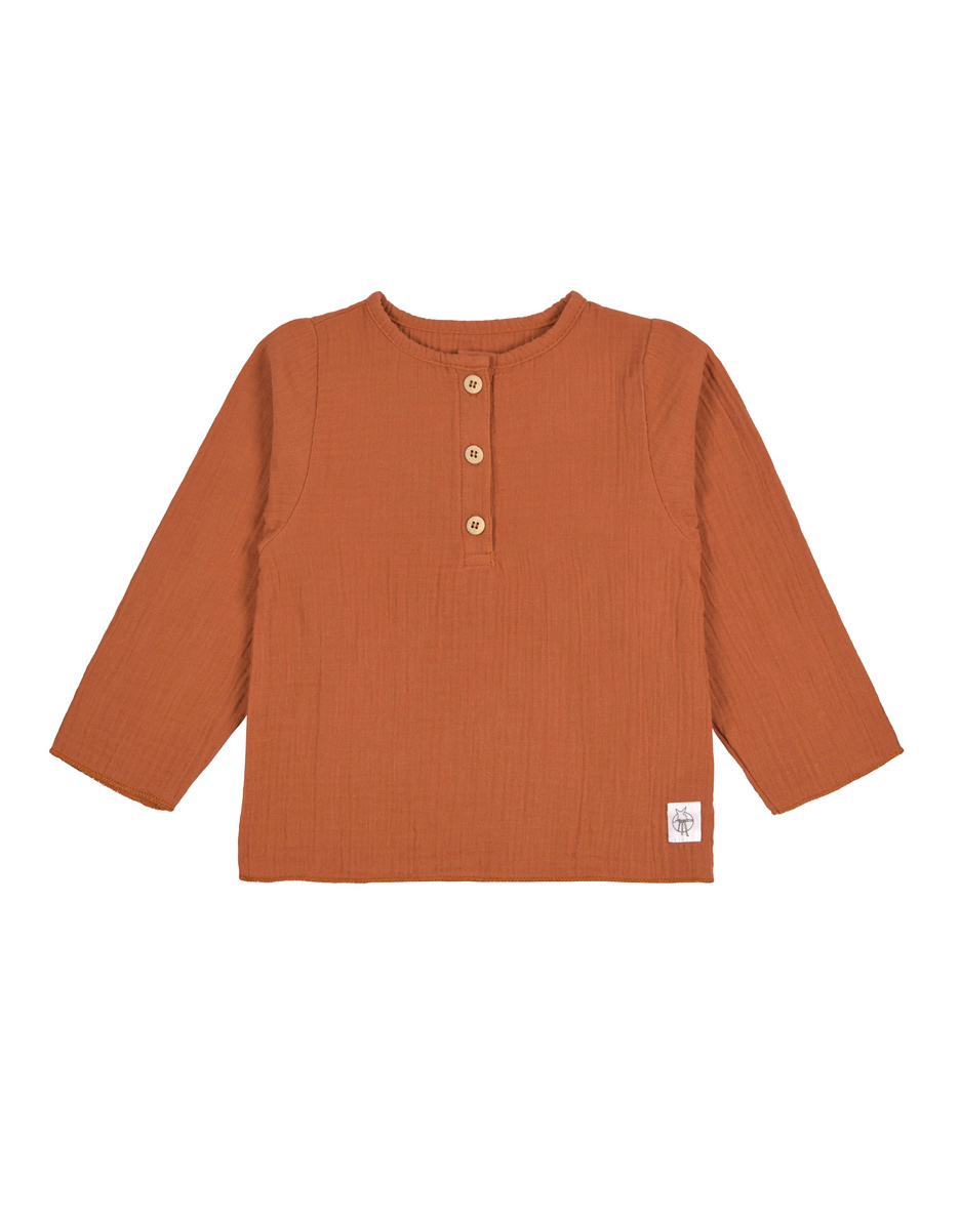 T-shirt manches longues en mousseline GOTS rouille (Lassig)