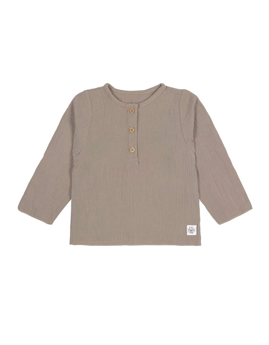 T-shirt manches longues en mousseline GOTS taupe (Lassig)