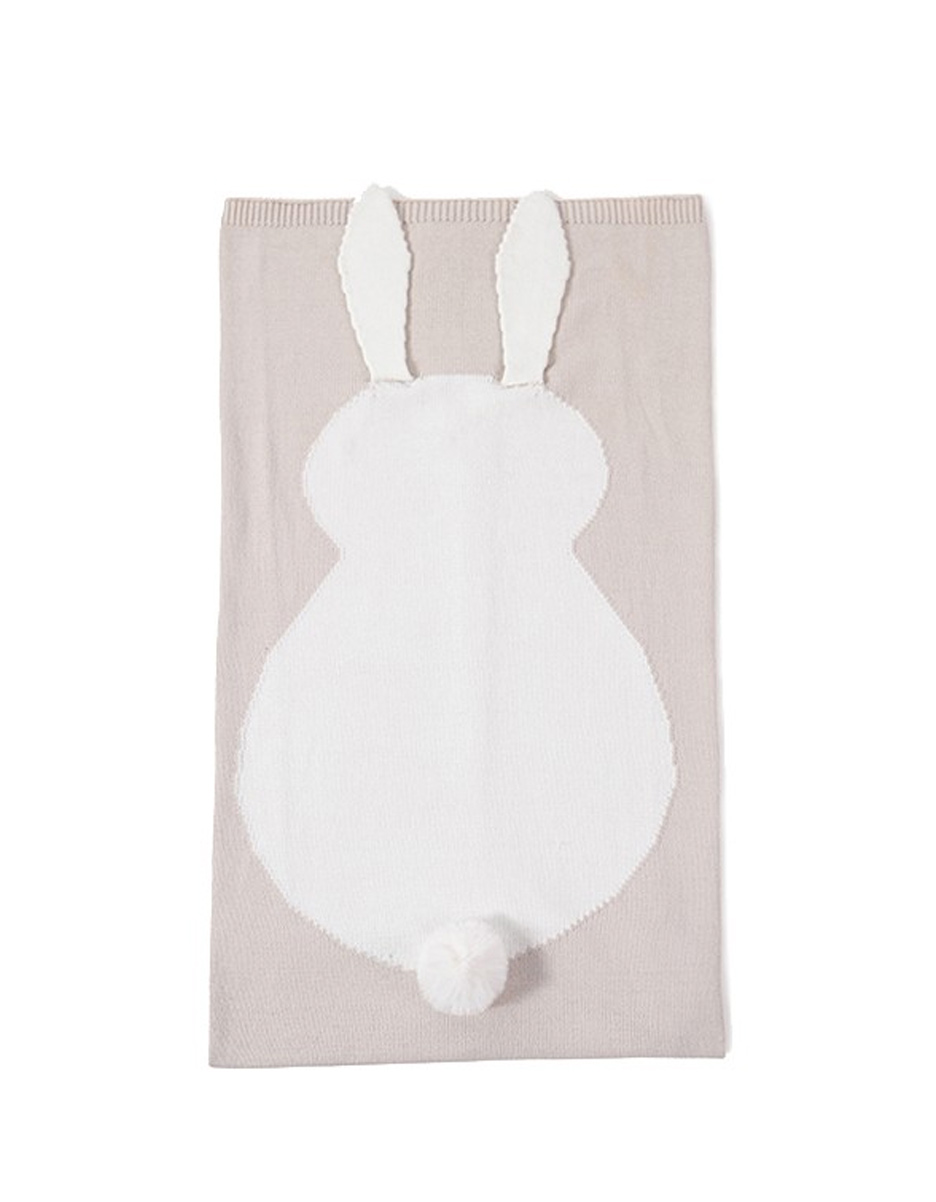 Couverture tricotée pur coton lapin écru (BB&Co)