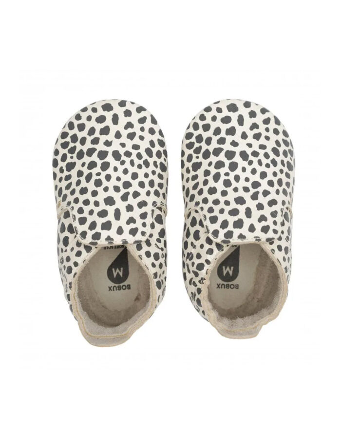 Chaussons en cuir soft soles - Dalmatien Pêche (Bobux)