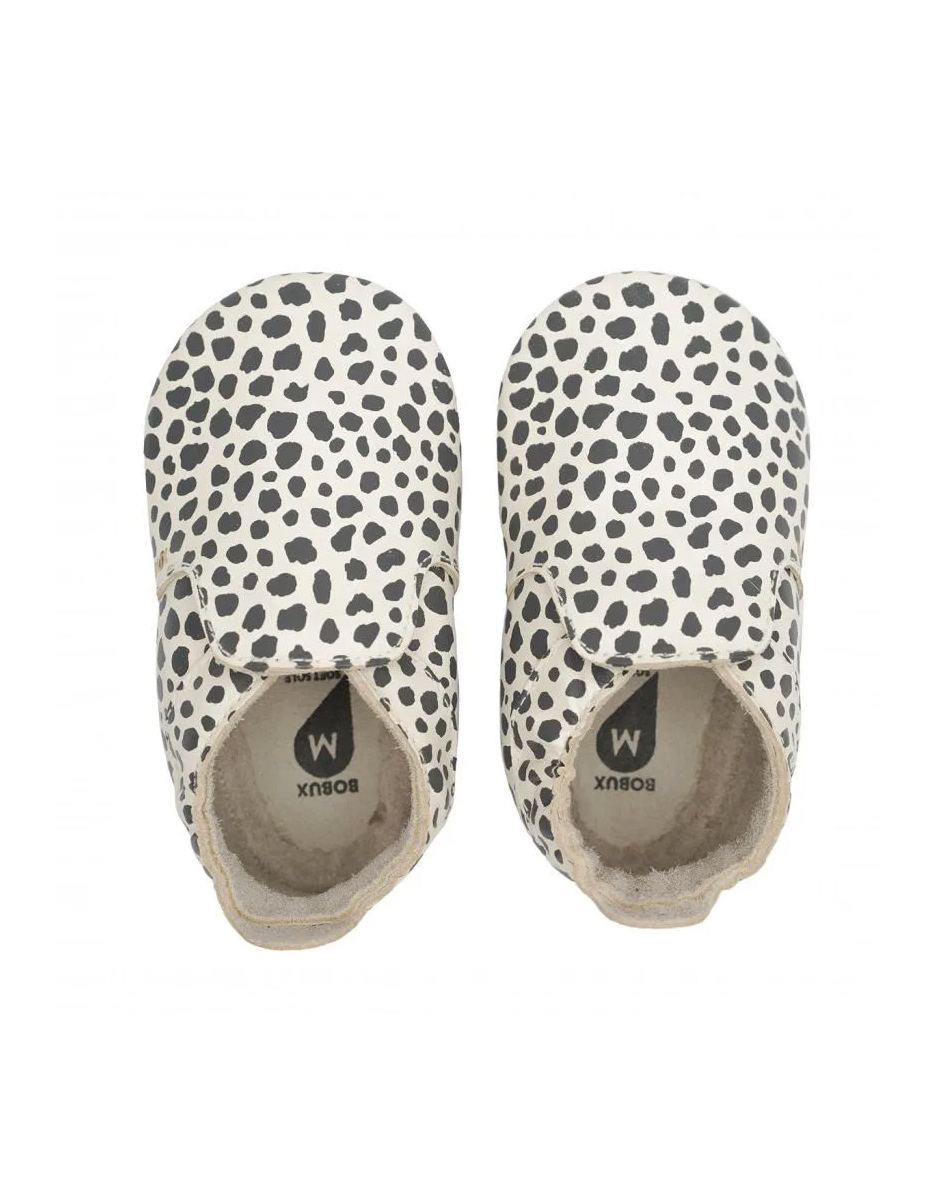Chaussons en cuir soft soles - Dalmatien Pêche (Bobux)