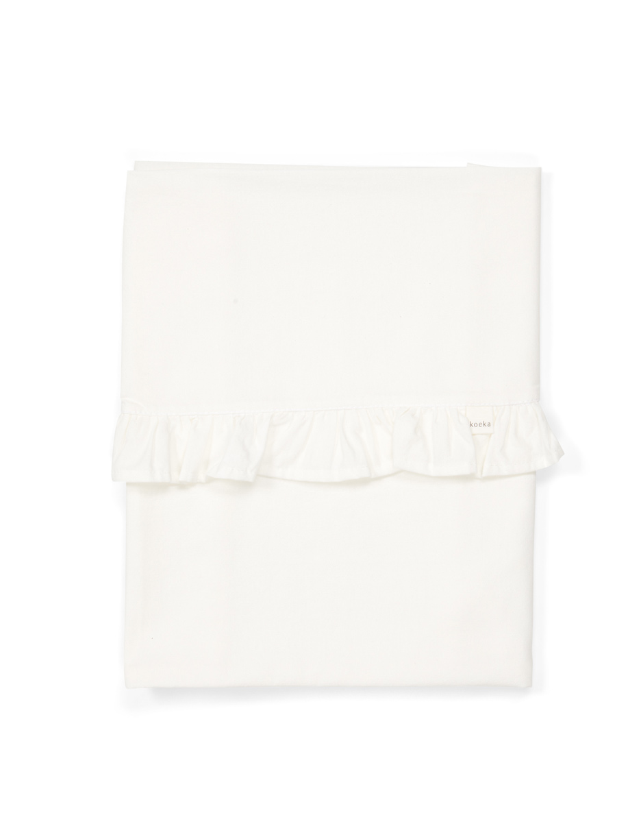 Drap plat lit de bébé Ruffle - blanc (Koeka)