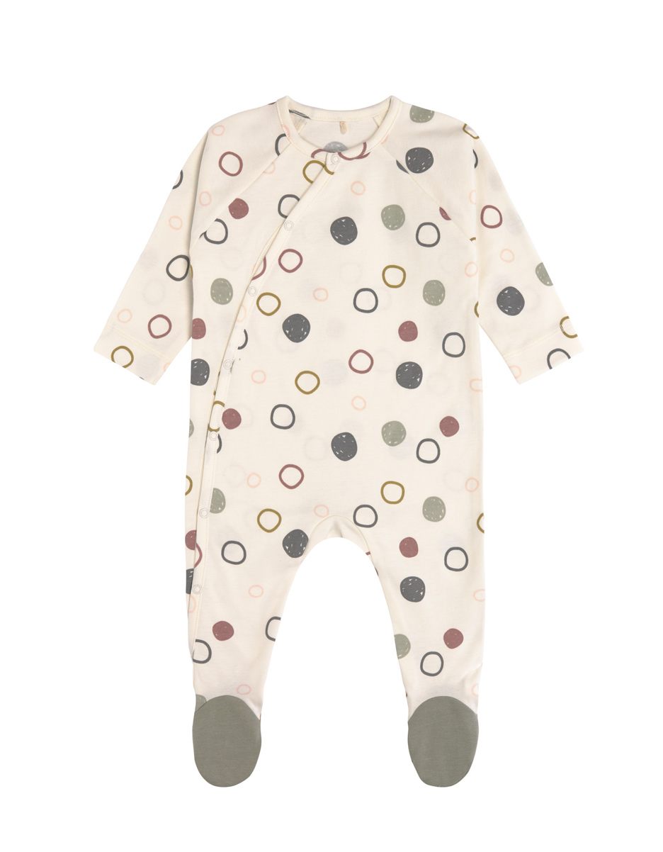 Pyjama avec pieds GOTS Cercles Ecru (Lassig)
