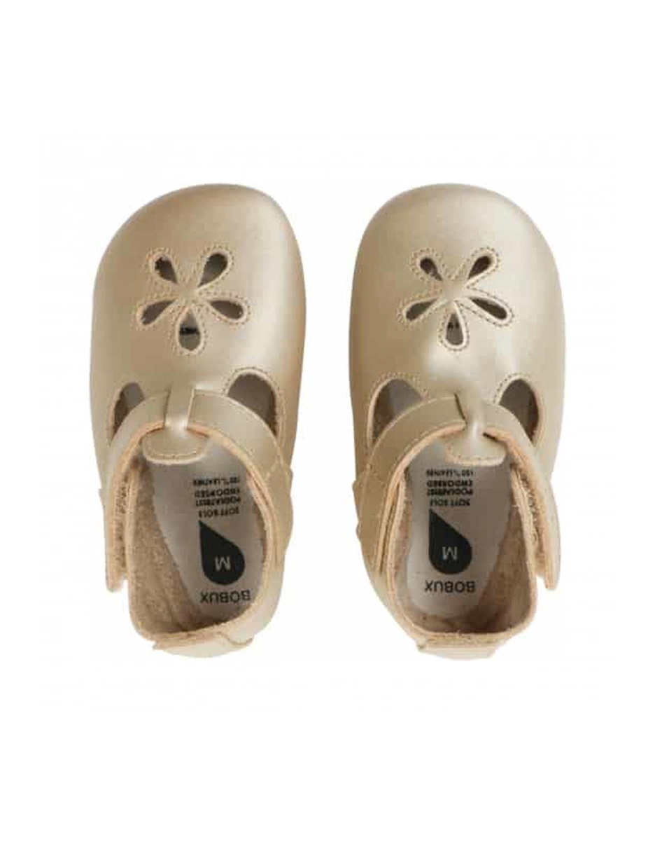 Chaussons en cuir soft soles -  Sandale Dorée Daisy (Bobux)