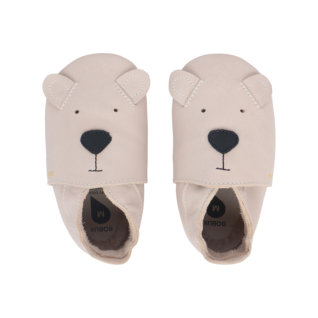 Chaussons en cuir soft soles - Ourson (Bobux)
