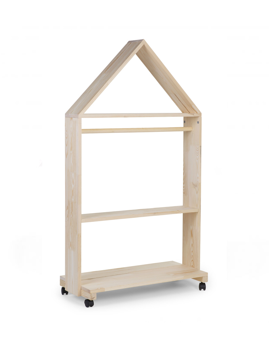 Maison support de rangement décoratif + roues - bois - naturel (Childhome)