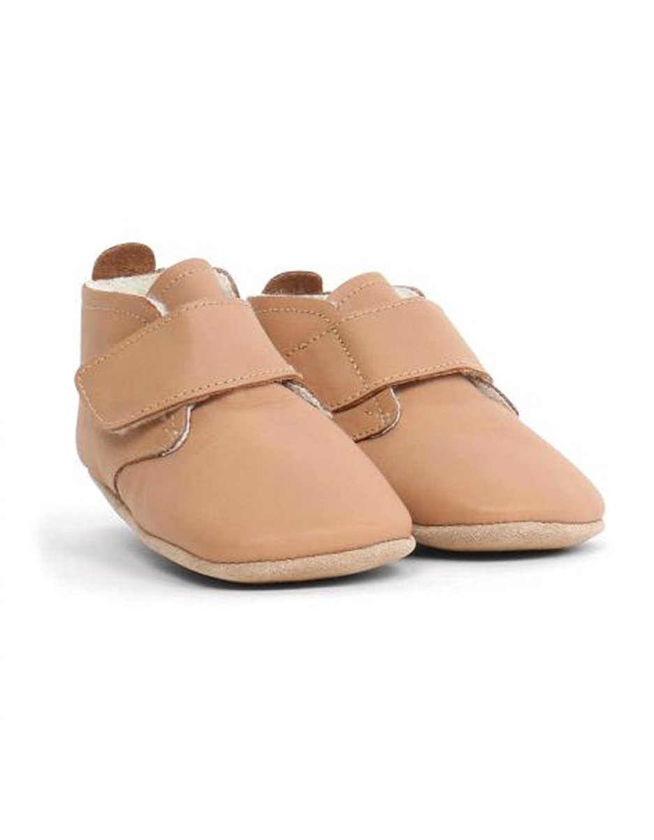 Chaussons en cuir soft soles - Bottine à scratch Fourrée Desert Caramel (Bobux)
