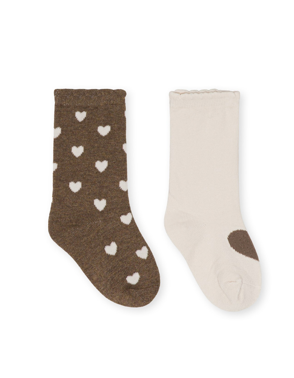 Pack 2 chaussettes Mon Amour-Brown heart (Konges Slojd)