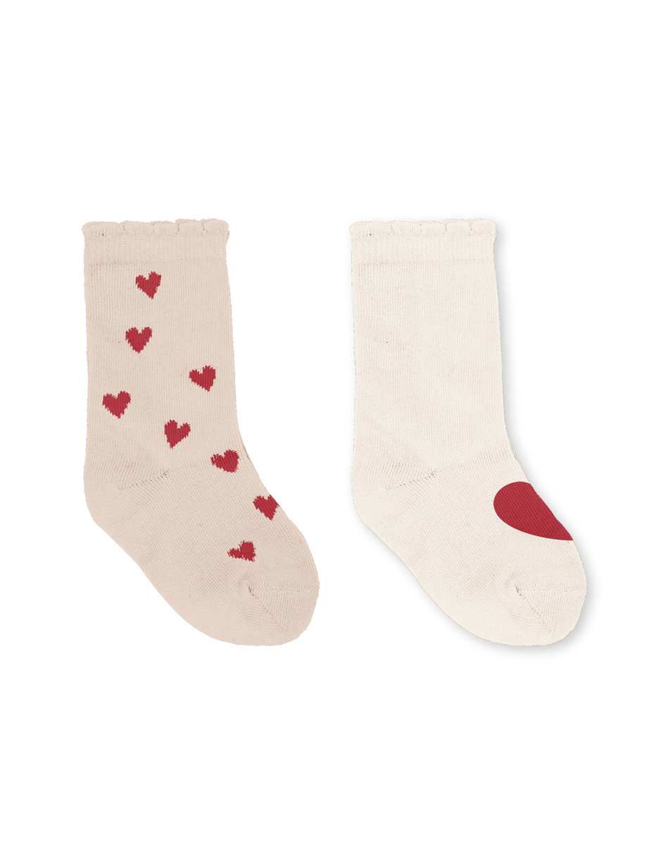 Pack 2 chaussettes Mon Amour-Red heart (Konges Slojd)