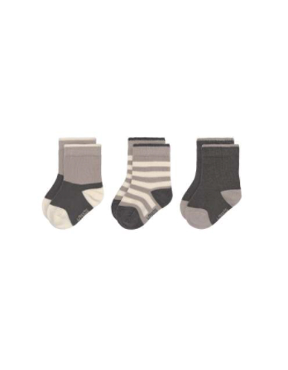 Chaussettes enfants (3 ps.) - GOTS, Anthracite/Taupe (Lassig)