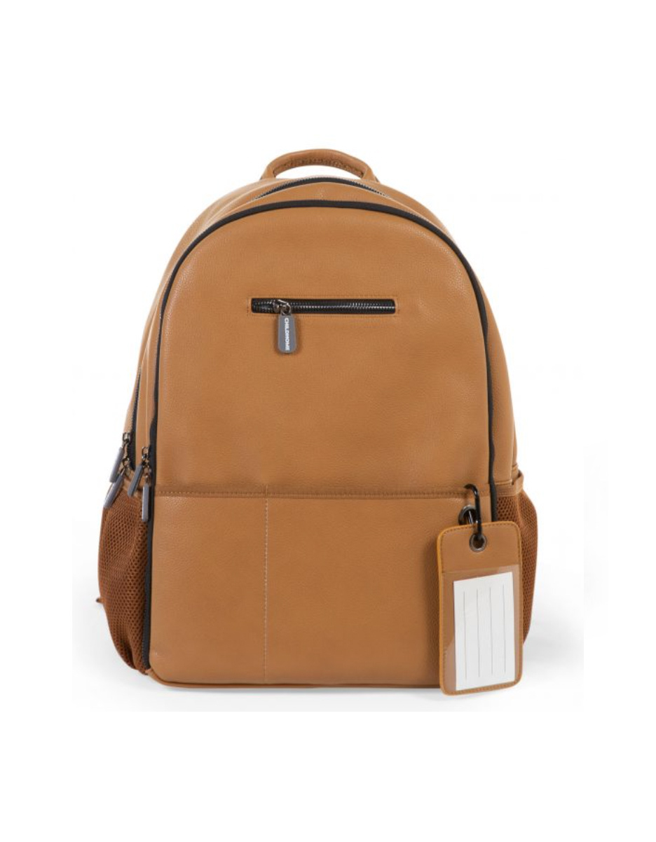 SAC A DOS À LANGER - SIMILI CUIR- CAMEL (Childhome)