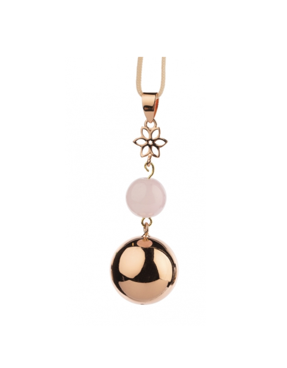 Bola de grossesse Or rose avec grigri fleur et perle rose (Bola)
