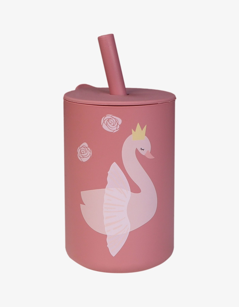 Tasse paille silicone Swan Dusty Rose (Tryco)
