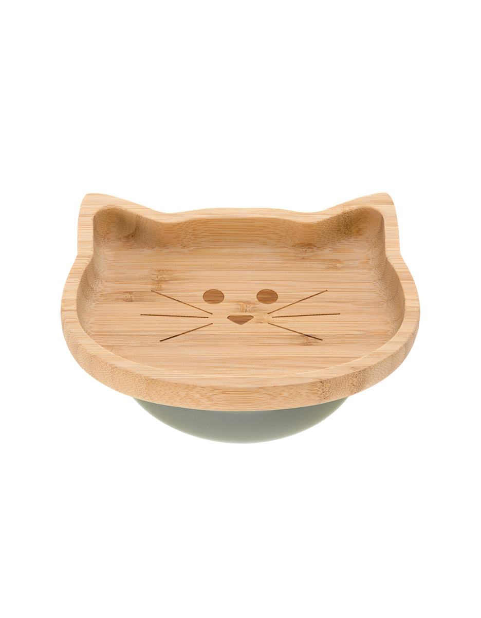 Assiette en bois de bambou avec ventouse, Little Chums Chat (Lassig)