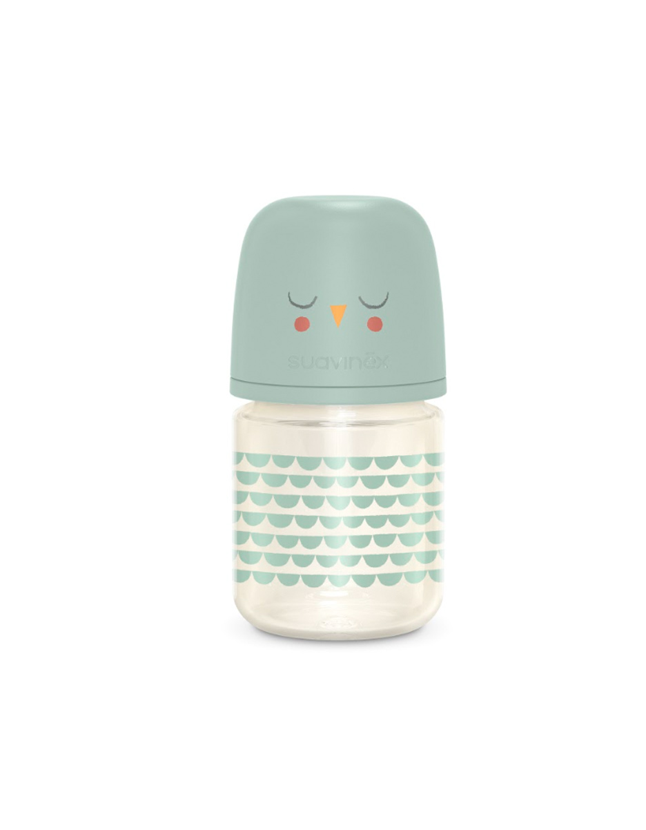 Biberon - BONHOMIA Bottle Glass sili. S - 120ml Feather Green (Suavinex)