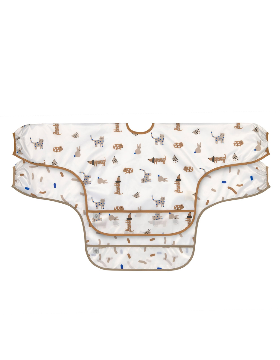 Lot 2 bavoirs Drop Little Mateys manches longue bleu roi (Lassig)