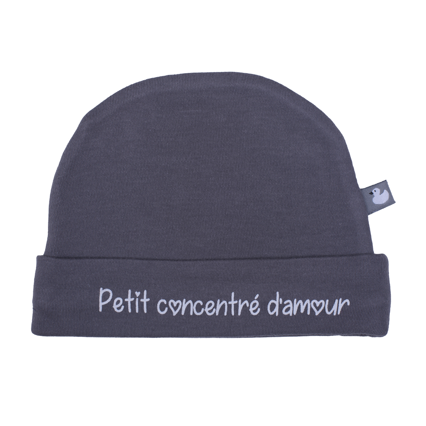 Bonnet naissance -petit concentré d'amour-gris (BB and Co)