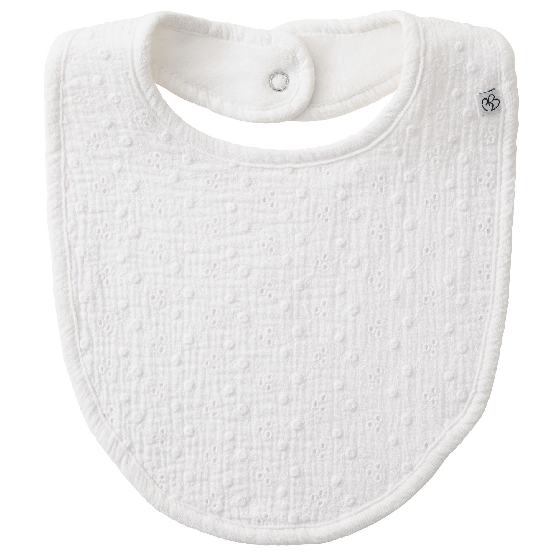 Grand bavoir réversible blanc broderie anglaise - Vintage Chic (BB an Co)