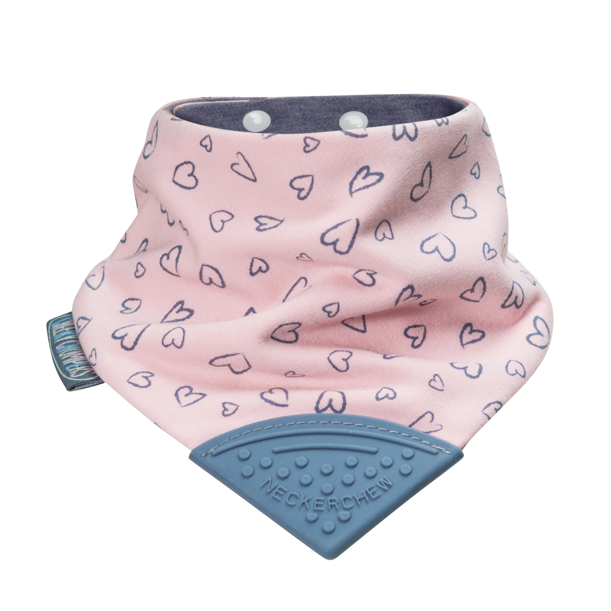 Bavoir-bandana avec embout de dentition coeurs rose (BB an Co)