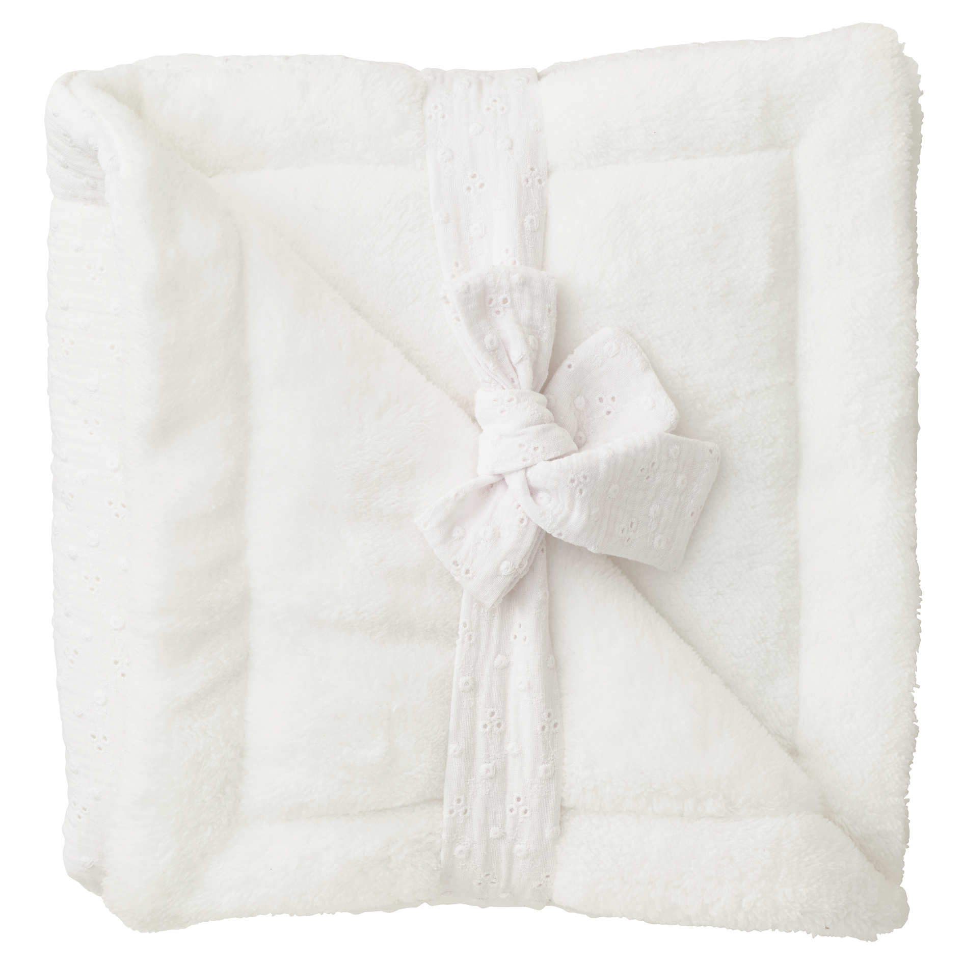 Couverture Luxe microfibre- Vintage Chic - blanc / gaze broderie anglaise (BB an Co)