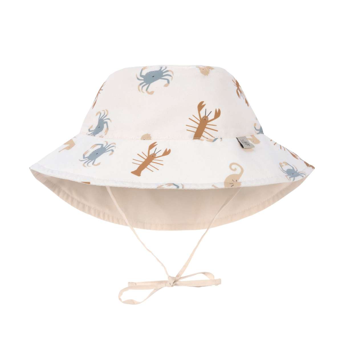 Chapeau anti-UV réversible enfants - Animaux de la mer, blanc cassé (Lassig)