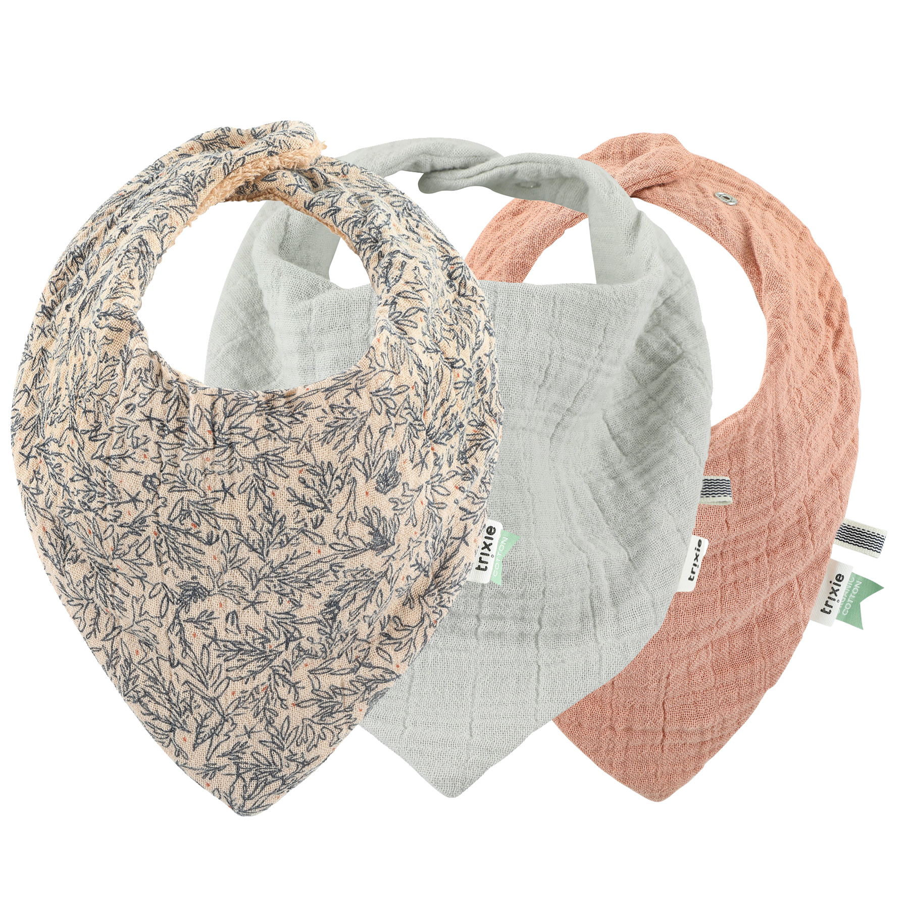 Bavoir bandana 3-pack mix - Lovely Leaves (Trixie)