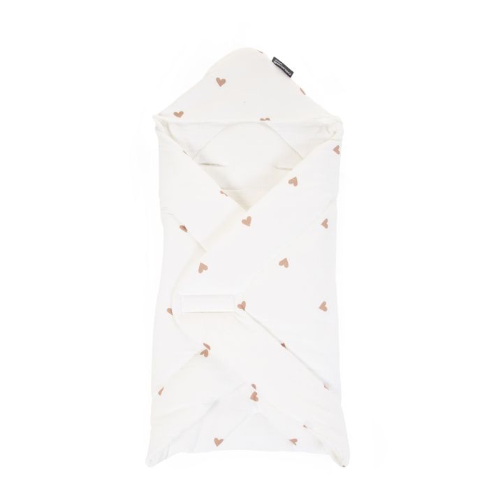 COUVERTURE ENVELOPPANTE UNIVERSELLE - 75X75 CM - JERSEY + MOUSSELINE - HEARTS(Childhome)