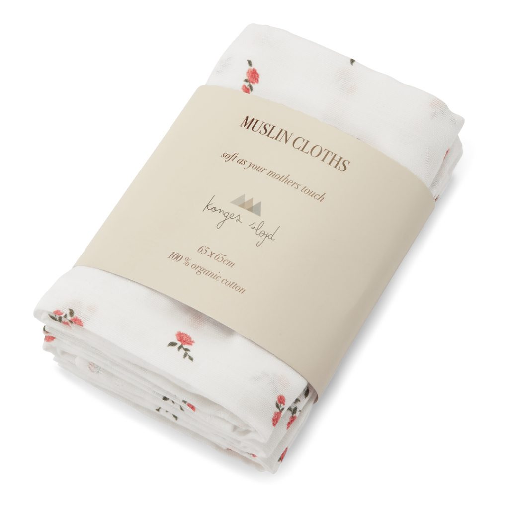 Lot de 3 tetras en tissu de mousseline - fleurs  (Konges Slojd)