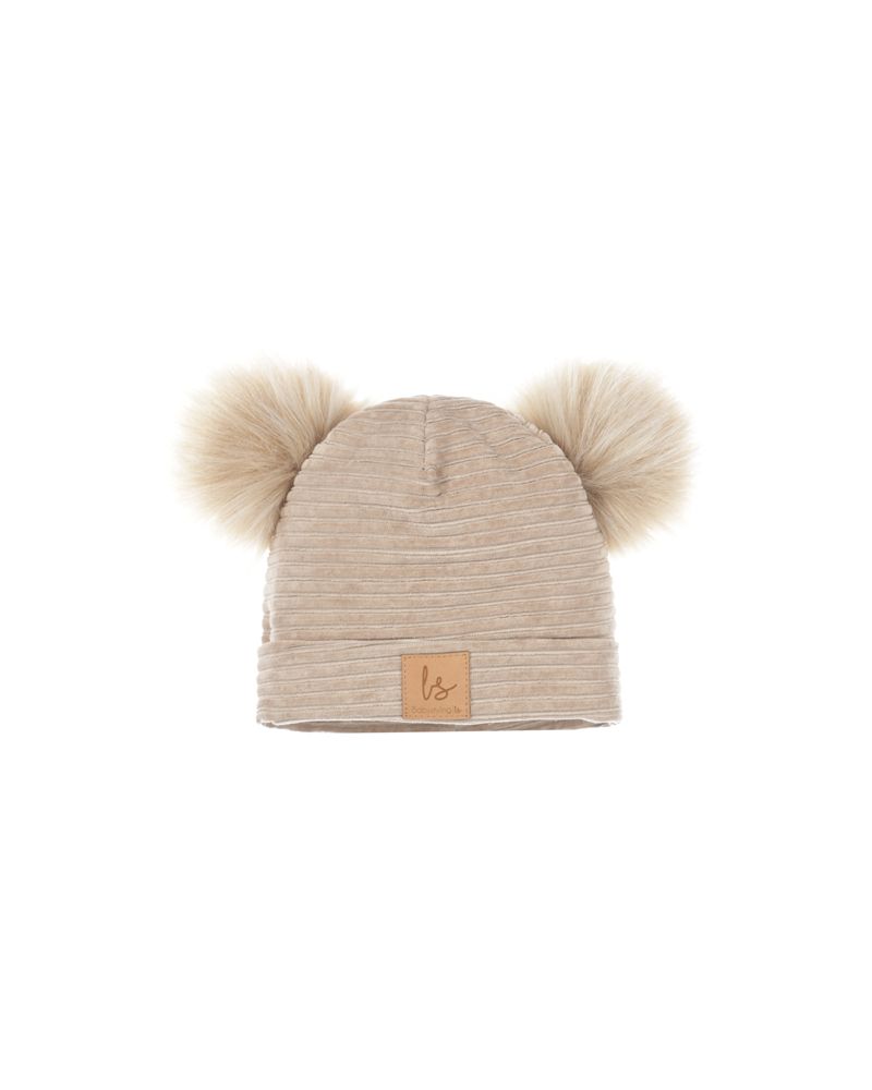 Bonnet pompom beige  (Babystyling)