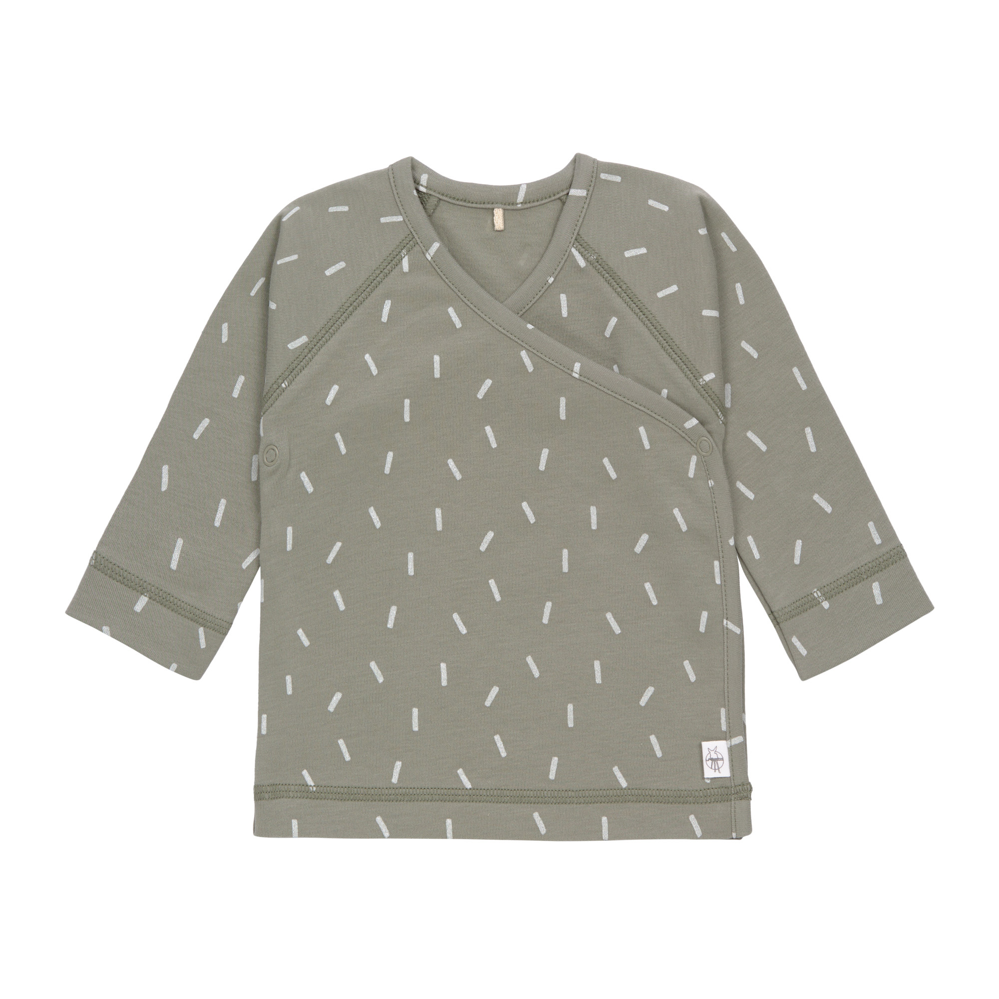 T-Shirt Kimono Bébé - Coton Bio, Petits Traits Olive (Lassig)
