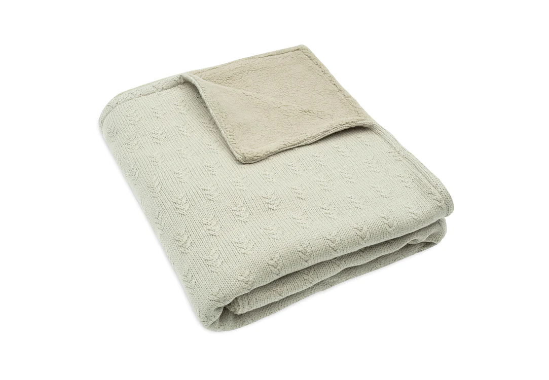 Couverture 100x150cm Grain Knit - Olive Green/Velour (Jollein)