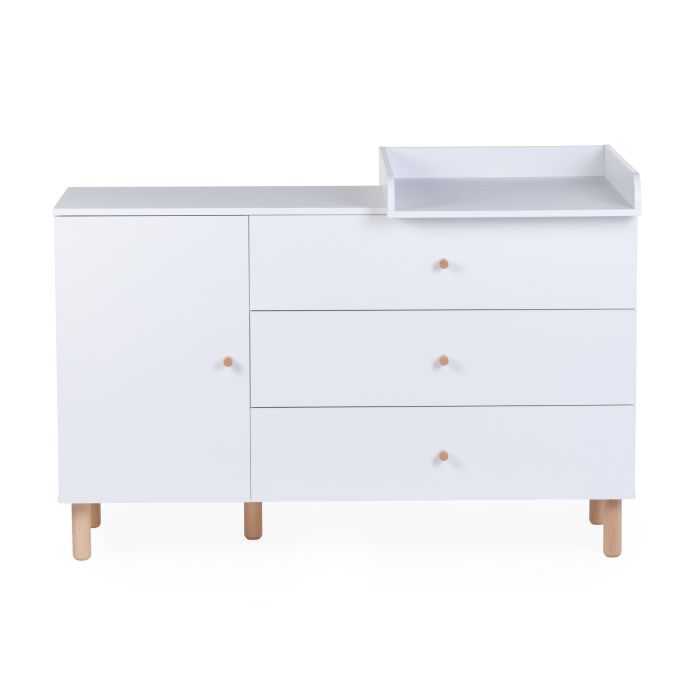 WONDER WHITE - COMMODE - 3 TIROIR + 1 PORTE + PLAN A LANGER (Childhome)