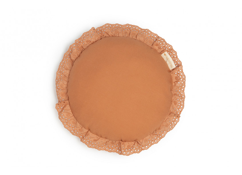 Coussin rond Vera Eyelet Lace • sienna brown (Nobodinoz)