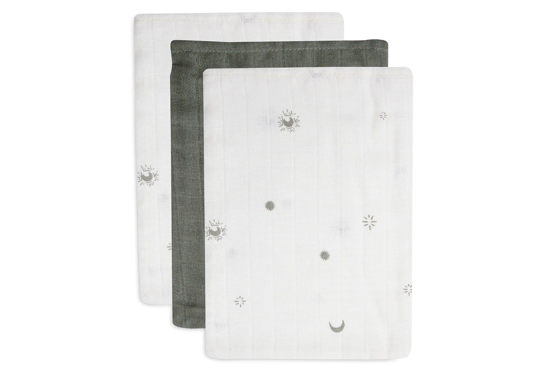 Gant de Toilette Gaze de Coton Stargaze - Leaf Green - 3 pièces (Jollein)