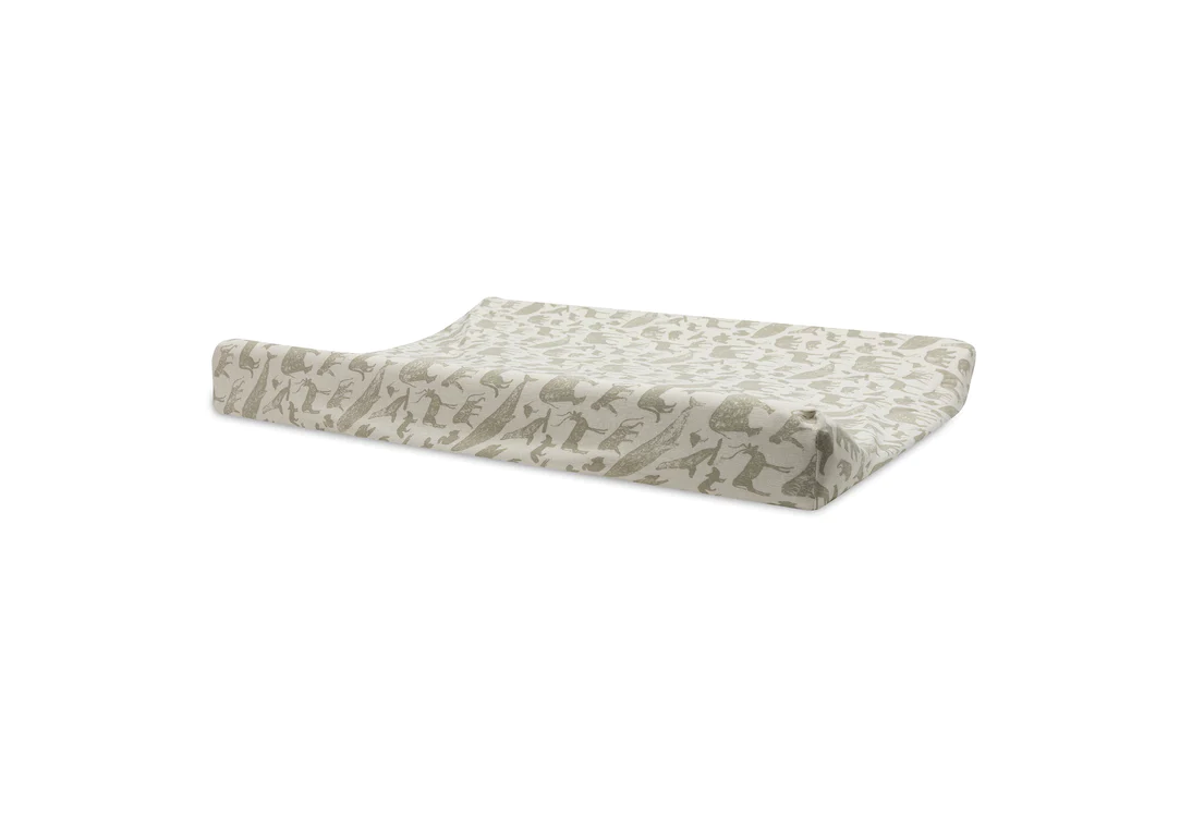 Housse matelas à langer Jersey 50x70cm Animals - Olive Green (Jollein)