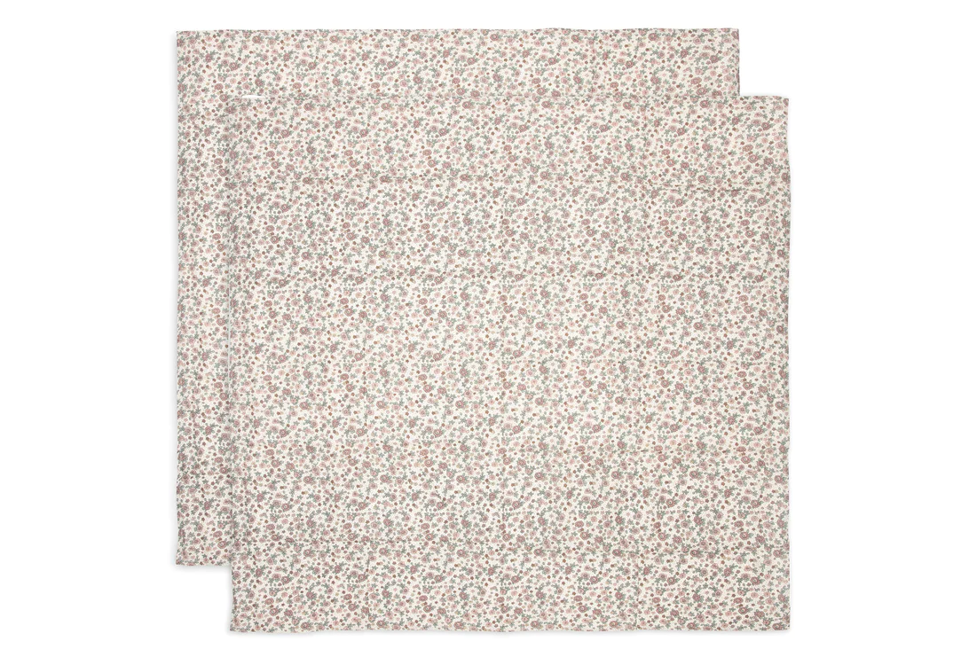 Lange Gaze de Coton Large 115x115cm Retro Flowers - 2 Unités (Jollein)