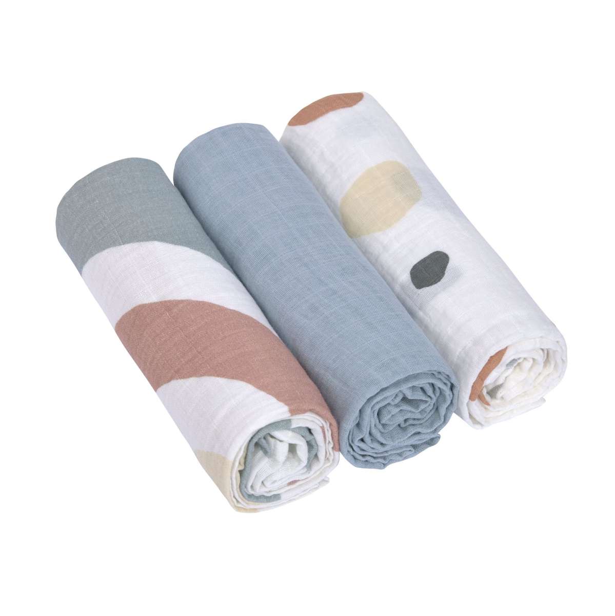 Langes mousseline (3 pcs) 85 x 85 cm - Arc-en-ciel, bleu clair (Lassig)