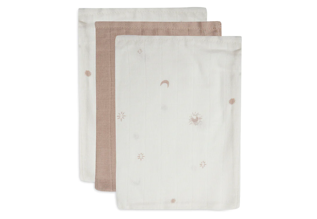 Gant de Toilette Gaze de Coton Stargaze - Biscuit - 3 pièces (Jollein)