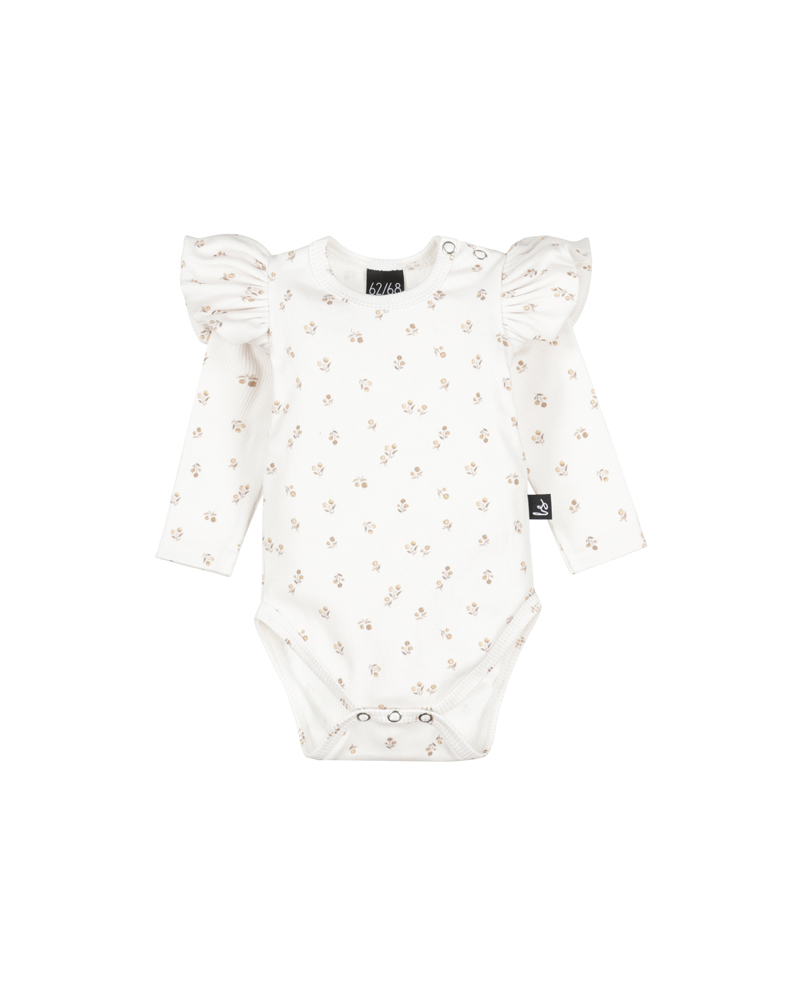 Body manches longues volants belly brown flowers rib (Babystyling)