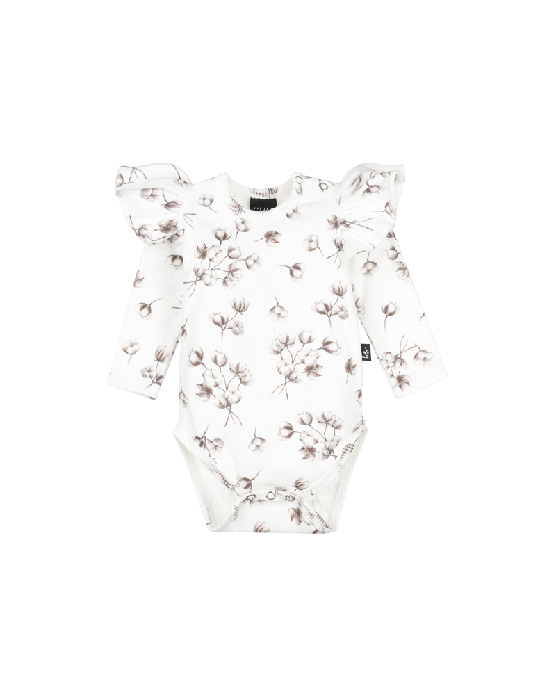 Body manches longues volants cotton flowers rib (Babystyling)