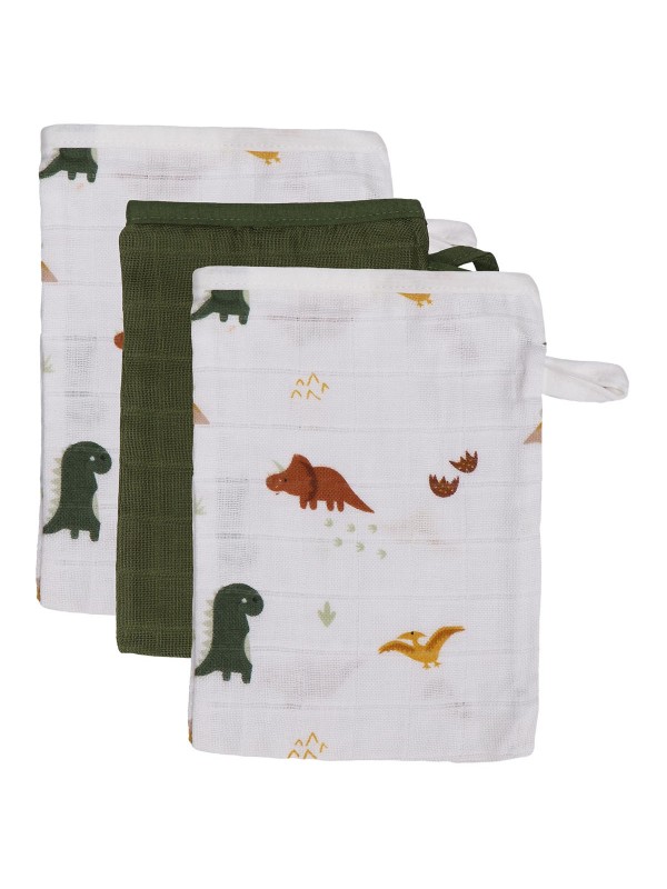 Pack de 3 gants de toilette tetra Dinosaure (Tryco)